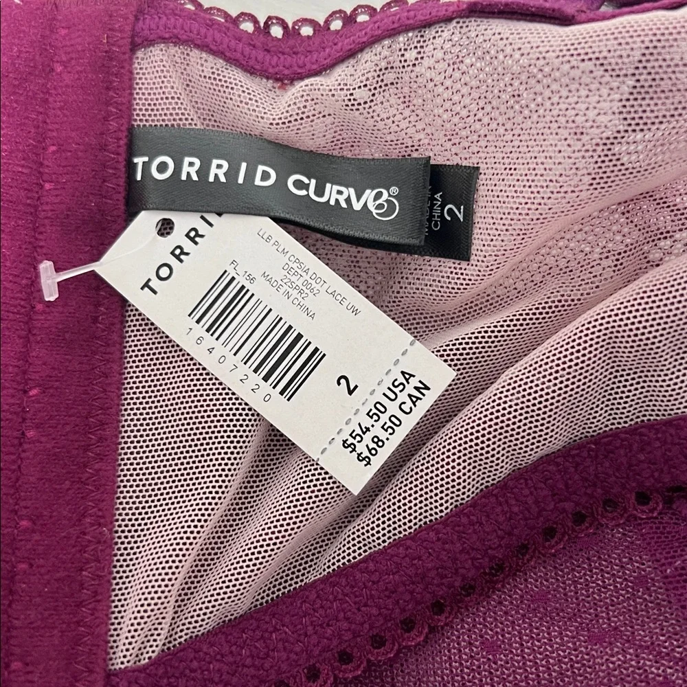 Torrid bra unlined underwire longline floral lace size 2 NWT